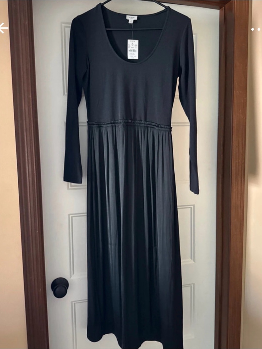 J. Crew Black Long Sleeve Scoop-Neck Maxi Dress